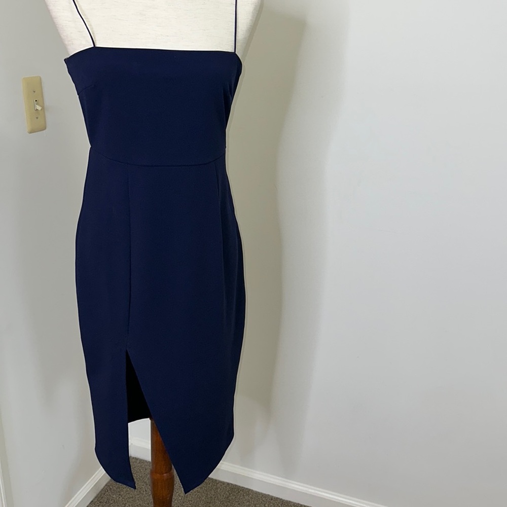 Navy tie back cocktail dress